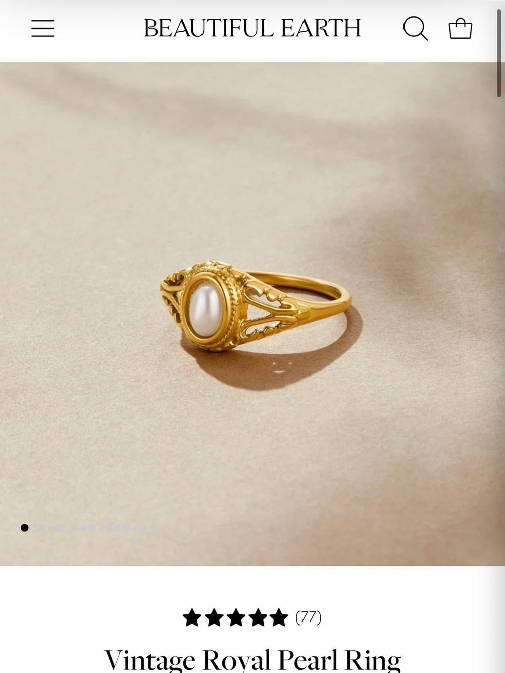 Gold-Tone Pearl Accent Women's Ring - Vintage Filigree Style